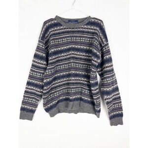 VTG John Ashford Fair Isle Sweater Mens XL (M) 100% Wool Pullover Winter